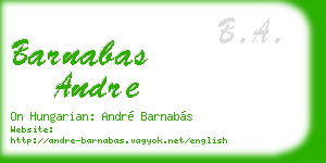 barnabas andre business card